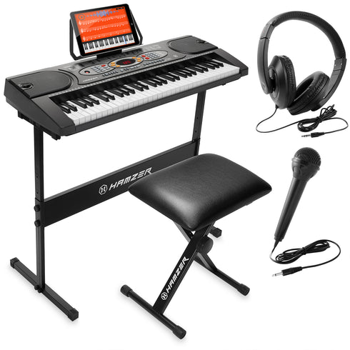 Electronic Keyboard w H-Stand - Stool - Microphone - Headphones